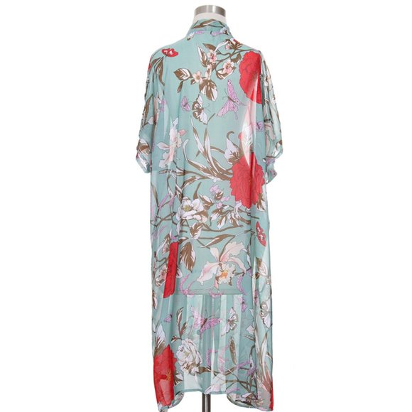 Code22 Blooming Flower Print Short Sleeve Kimono - Picture 3 of 4